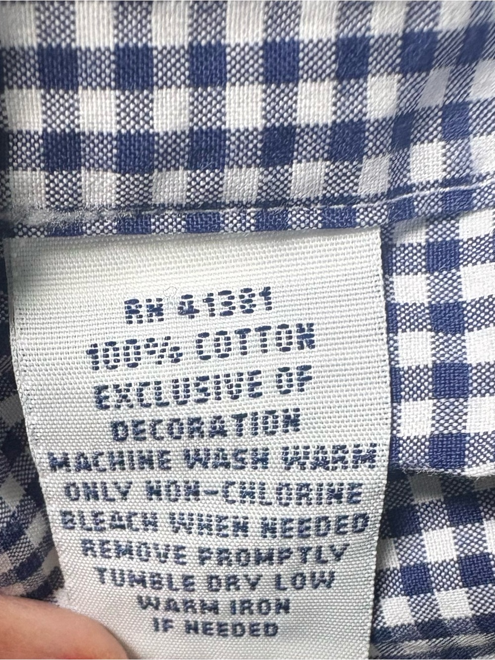 Ralph Lauren Navy and White Gingham long sleeve Button-Down Shirt - Picture 3 of 4